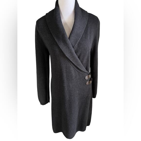 Ralph Lauren Cashmere Sweater Dress Wool Blend Grey Medium Long Sleeve - Picture 1 of 4